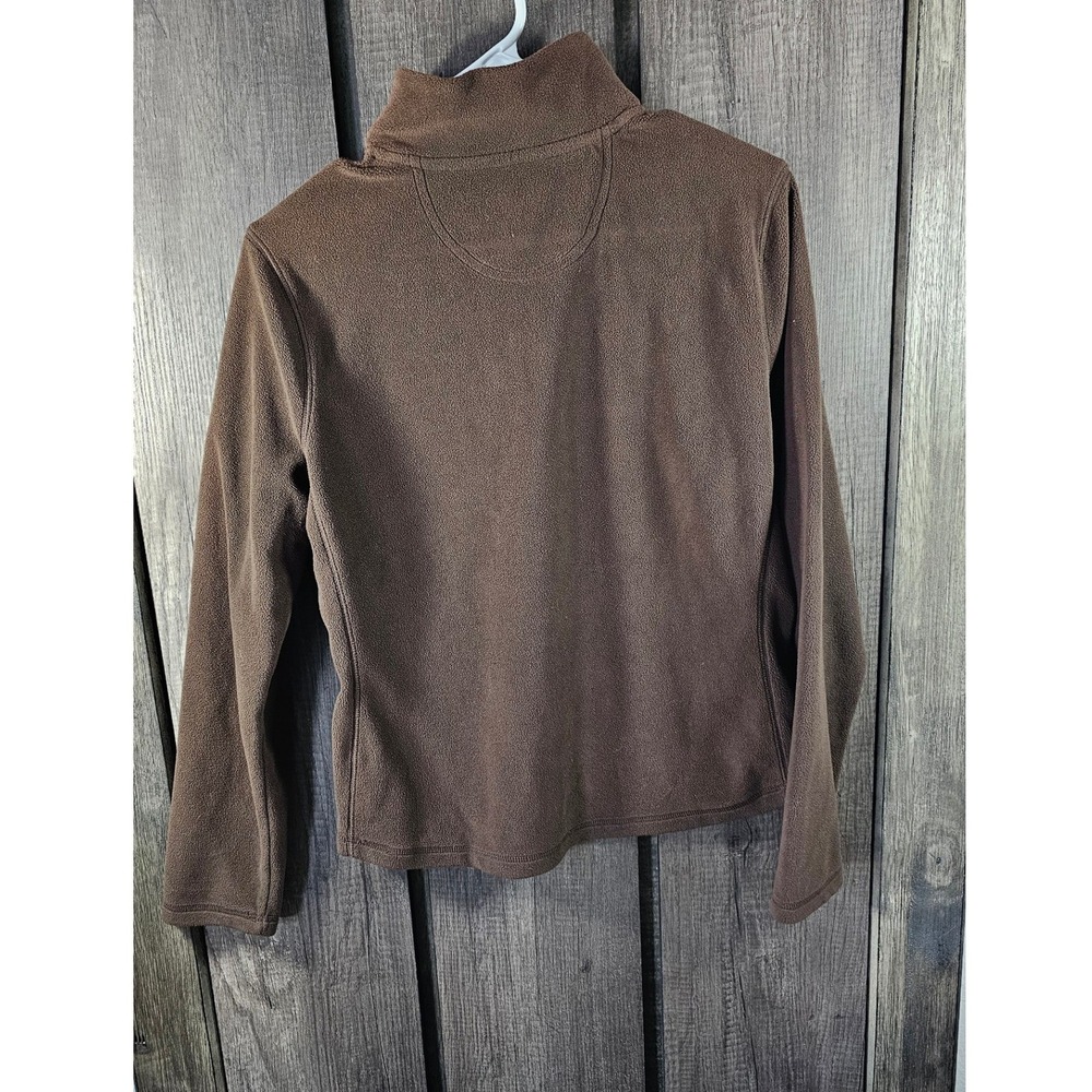 GAP Fleece Quarter Zip Pullover Brown Mock Neck Long Sleeve Size Medium - Picture 2 of 5